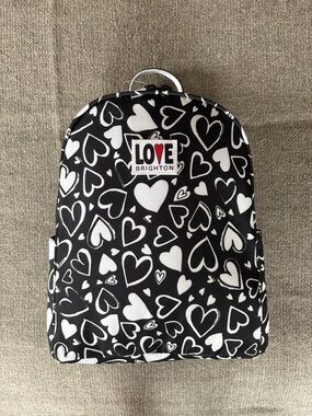 BRIGHTON Endless Love Black & White Heart Print Backpack NEW